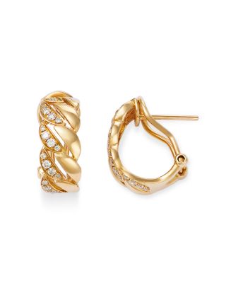 Diamond Fancy Hoop Earrings in 14K Yellow Gold, 0.25 tcw