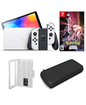 Nintendo Switch Oled in White with Pokemon Pearl Game and Accessories Kit