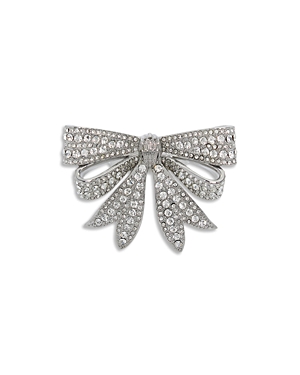 Kurt Geiger London Pave Eagle Head Bow Cocktail Ring in Rhodium Plated