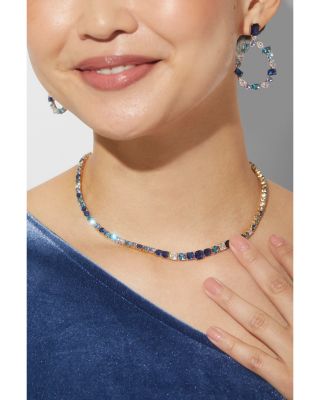 Rockstars Mixed Stone Collar Necklace in 18K Gold Plated, 16"