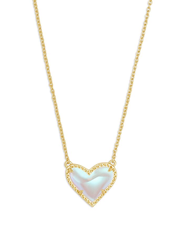 Shop Kendra Scott Ari Heart Short Pendant Necklace, 15 In Dichroic Glass