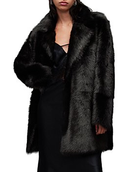 coat, faux fur coat, black boots, chanel bag, black turtleneck top, joggers  - Wheretoget
