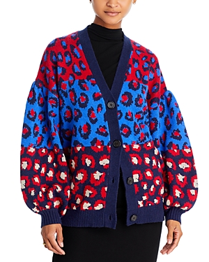 Shop Farm Rio Leopard Print Knit Cardigan Sweater In Mixed Leopard