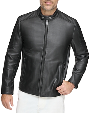 Andrew Marc Viceroy Leather Full Zip Moto Jacket In Black
