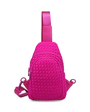 Sol & Selene Beyond The Horizon Medium Woven Neoprene Sling Backpack In Fuchsia