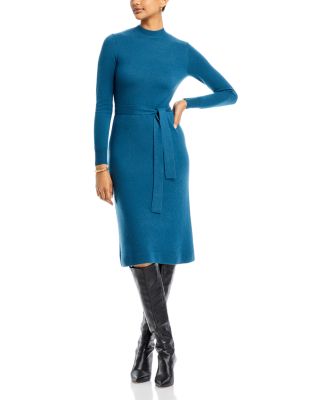 Misook Belted Mock Neck Cashmere Sweater Dress | Bloomingdale's Women