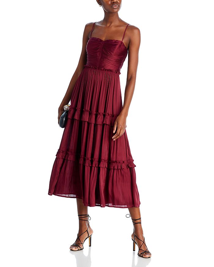 AQUA Ruched Top Midi Dress - 100% Exclusive | Bloomingdale's