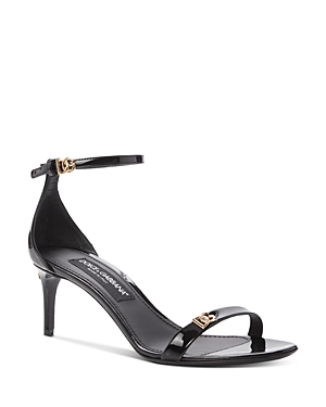 Dolce & Gabbana Women's Logo Detail Stiletto Heel Sandals In Black