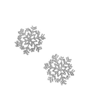 Blanche Pave Snowflake Statement Stud Earrings in Silver Tone