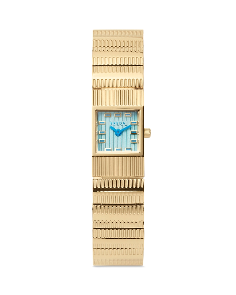 Breda Groove Metal Bracelet Watch In Turquiose, Women's At Urban Outfitters In Blue/gold