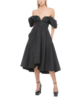 PINKO - Sorgente Off the Shoulder Taffeta Midi Dress