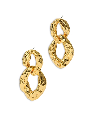 Shop Alexis Bittar Brut Double Link Drop Earrings In 14k Gold Plated