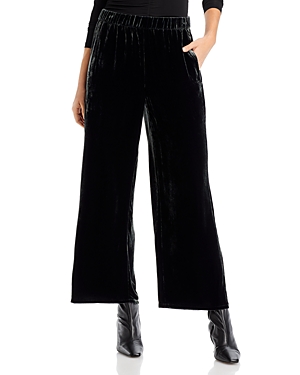 Shop Eileen Fisher Velvet Wide Ankle Pants In Ivy