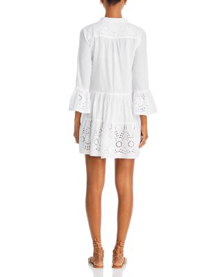 white christmas dresses Embroidered Cotton Voile Mini Dress