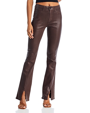 L Agence Beatrix High Rise Bootcut Slit Pants In Cocoa Coat