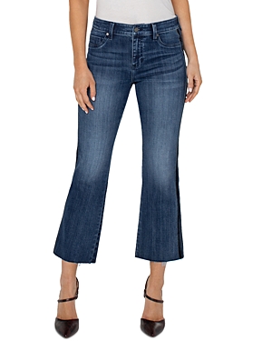 Liverpool Los Angeles Hannah Velvet Trim Raw Hem Crop Flare Jeans In Gilmore