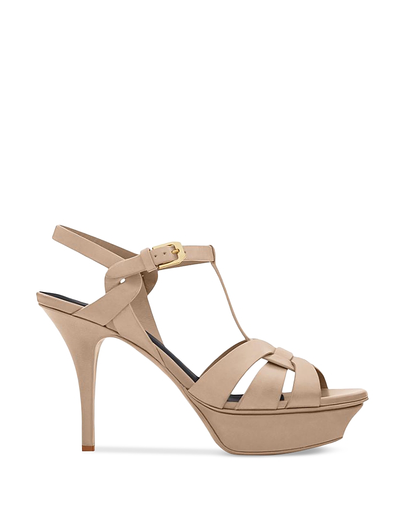 Saint Laurent Women's Tribute Platform Sandals in Smooth Leather