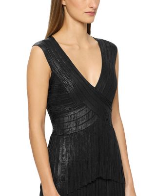 Foiled Bandage Fringe Midi Dress