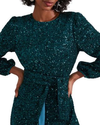 Bette Tie-Waist Sequin Dress