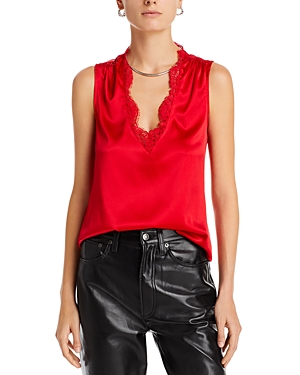 Generation Love Callie Lace Trim Satin Tank In Red