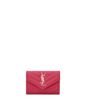 Saint Laurent Cassandre Matelasse Small Envelope Wallet in Grain De Poudre Embossed Leather