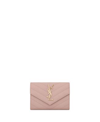 Saint Laurent Cassandre Matelasse Small Envelope Wallet in Grain De Poudre Embossed Leather