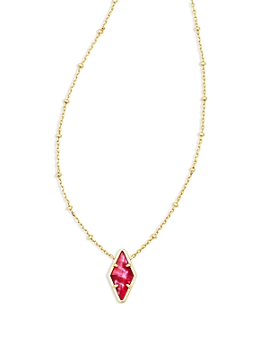 Kendra Scott Kinsley Mother Of Pearl Geometric Pendant Necklace, 19 In Gold Raspberry