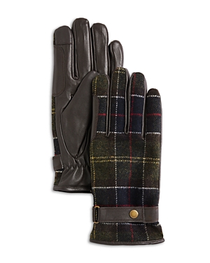 Barbour Aubrey Waterproof Tartan Gloves In Brown
