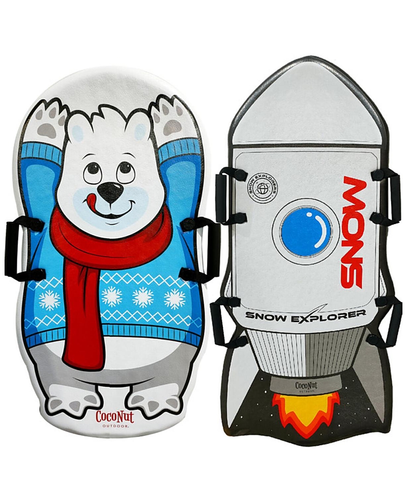 Coconut Outdoor Polar Bear & Rocket Ship Foam Sleds Bundle - Ages 5+