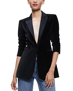 Shop Alice And Olivia Breann Combo Collar Blazer In Black