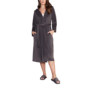 Shop Barefoot Dreams Luxechic Hooded Robe In Carbon