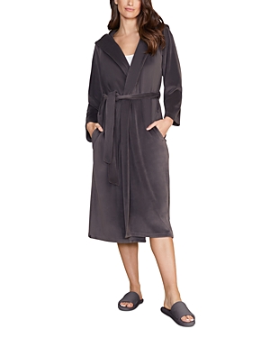 Shop Barefoot Dreams Luxechic Hooded Robe In Carbon