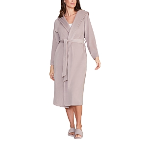 Shop Barefoot Dreams Luxechic Hooded Robe In Deep Taupe