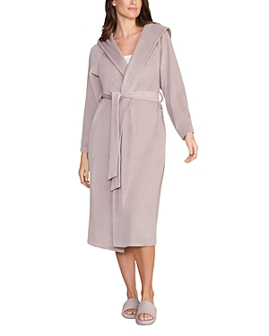 Barefoot Dreams Luxechic Hooded Wrap Robe In Deep Taupe
