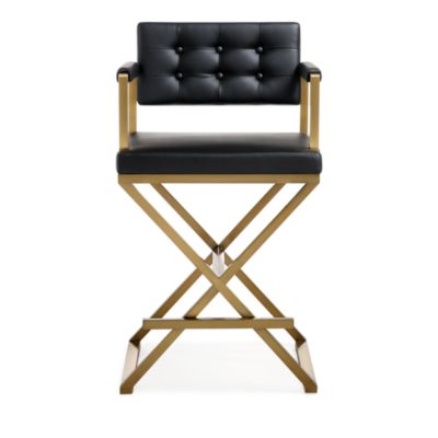  Director Performance Vegan Leather and Stainless Steel Counter Stool in White