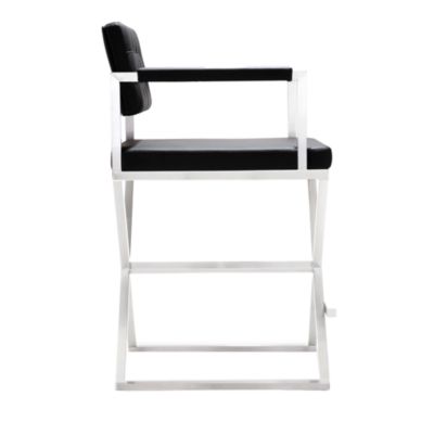  Director Performance Vegan Leather and Stainless Steel Counter Stool in White
