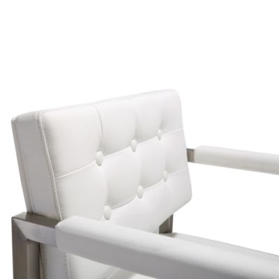  Director Performance Vegan Leather and Stainless Steel Counter Stool in White