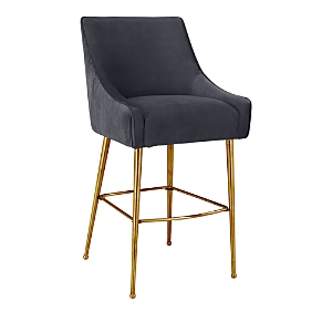 Tov Furniture Beatrix Pleated Velvet Bar Stool In Dark Gray