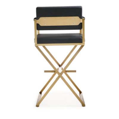  Director Performance Vegan Leather and Stainless Steel Barstool in Black