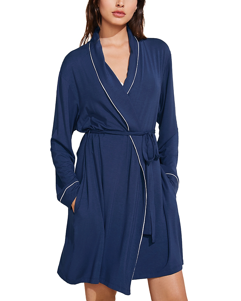Shop Eberjey Gisele Robe In Navy/ivory