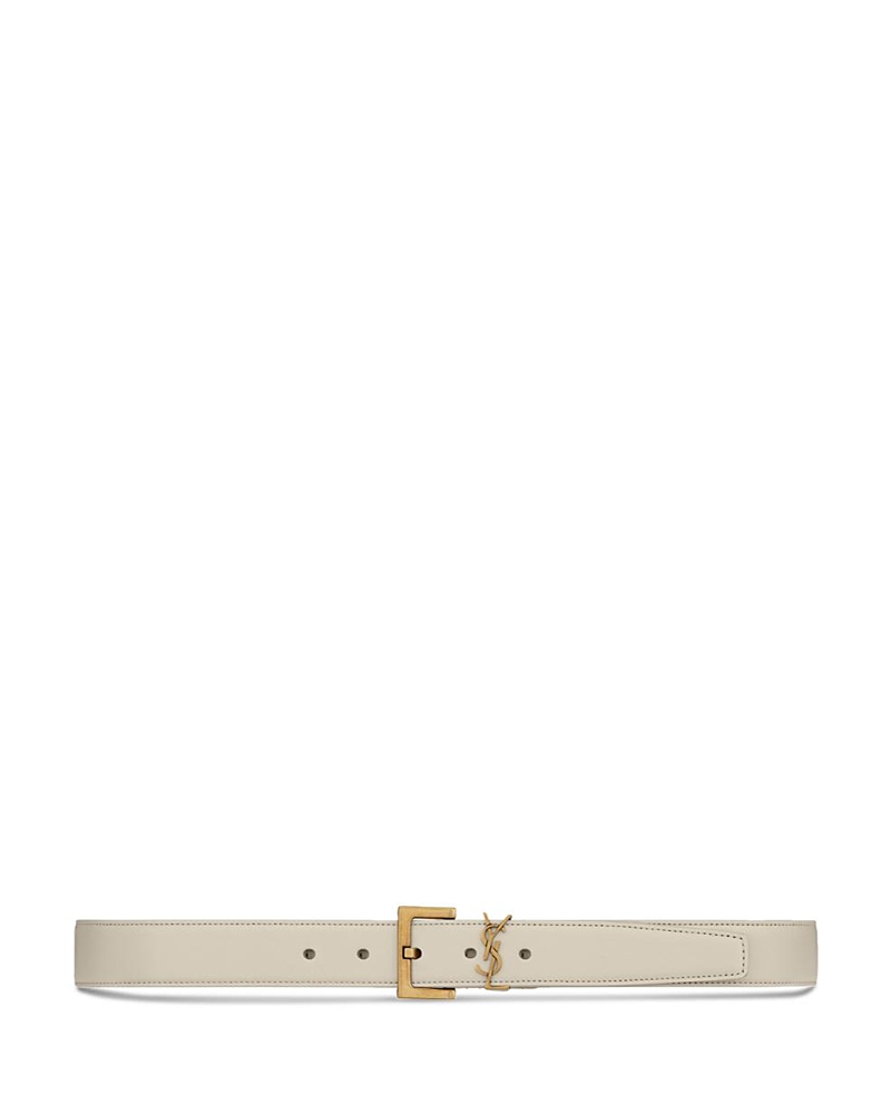 Saint Laurent Cassandre Belt with Square Buckle in Shiny Box Saint Laurent Leather