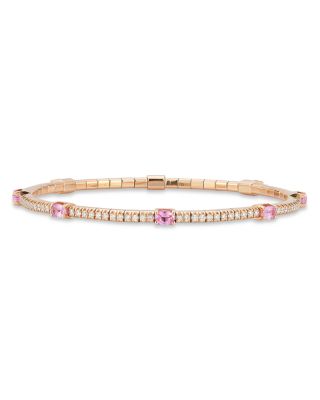 EXTENSIBLE - 18K Rose Gold Pink Sapphire & Diamond Stretch Tennis Bracelet