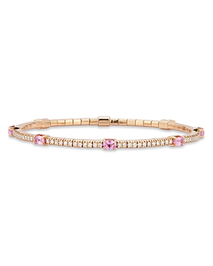 Ex-tensible 18k Rose Gold Pink Sapphire & Diamond Stretch Tennis Bracelet