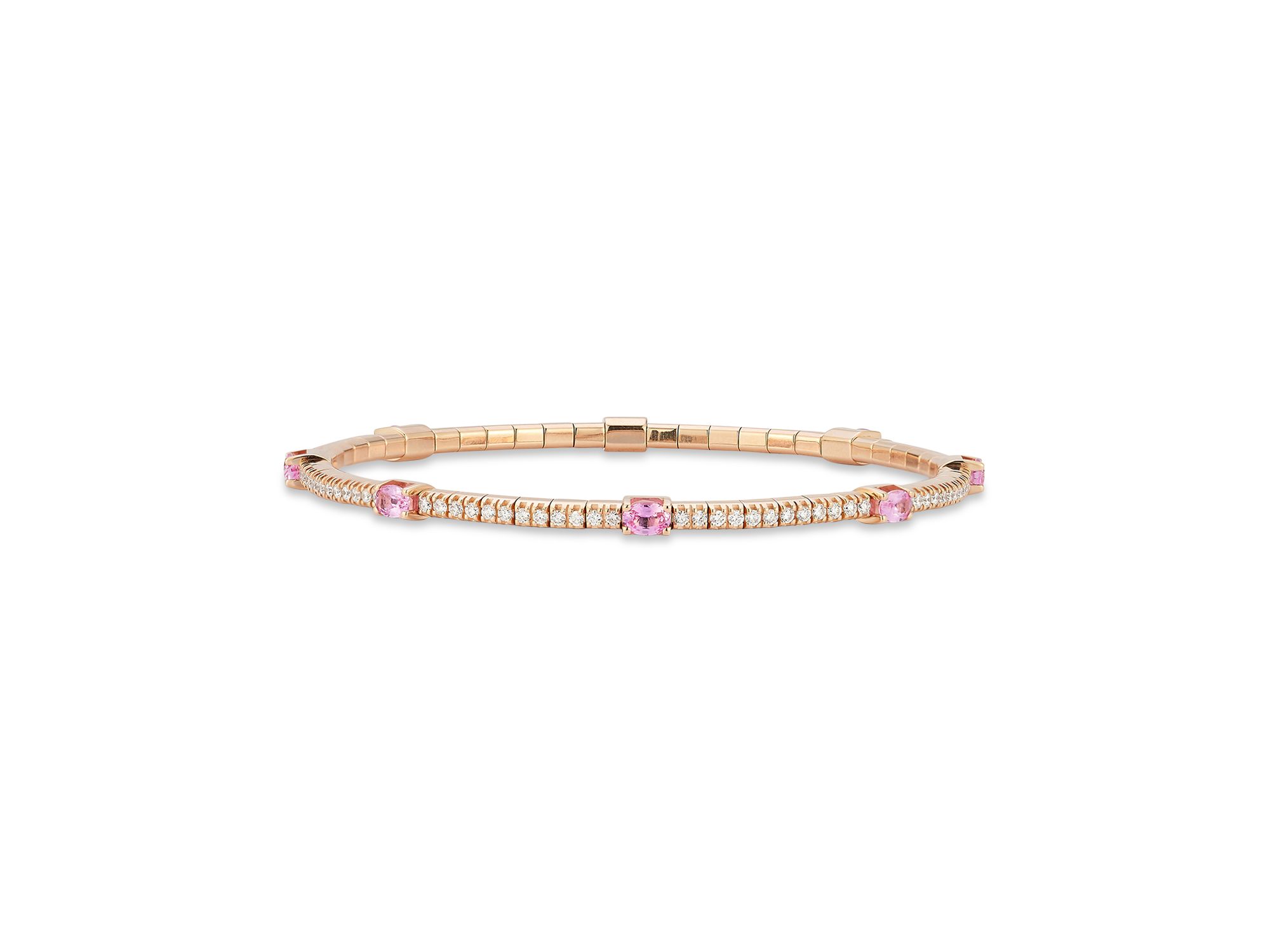 18K Rose Gold Sapphire & Diamond Stretch Tennis Bracelet - Image 1