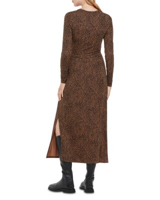 Coffee Bean Printed Tie Maxi Dress