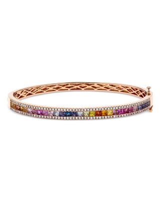 Bloomingdale's Fine Collection - Rainbow Sapphire & Diamond Bangle Bracelet in 14K Rose Gold