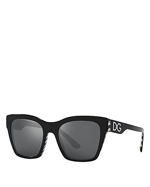 Dolce & Gabbana Square Sunglasses, 53mm In Black/gray Mirrored Gradient