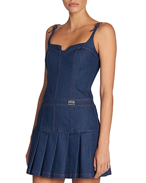 Shop Versace Jeans Couture Stretch Denim Mini Dress In Indigo