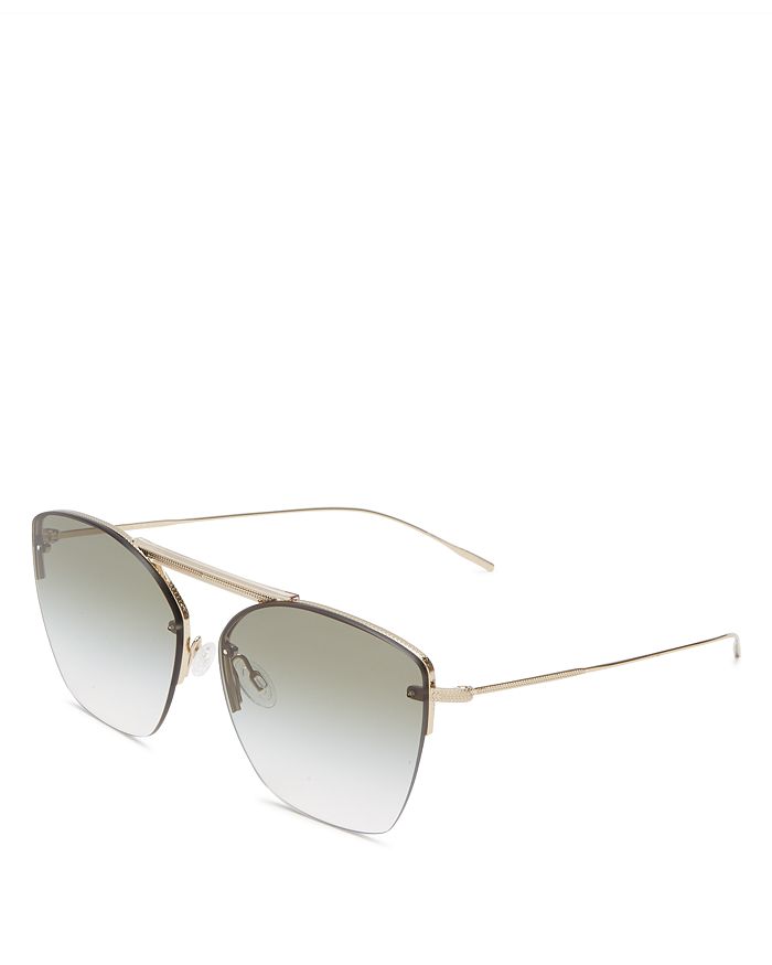 Oliver Peoples Ziane Frameless Butterfly Sunglasses, 61mm In Gold/green Mirrored Gradient