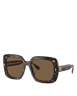 Tory Burch Square Sunglasses, 56mm In Tortoise/brown Solid
